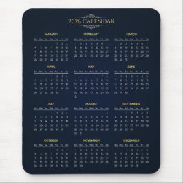 Simple Yet Elegant 2026 Calendar | Mousepad
