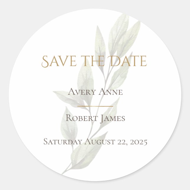 Simples Adesivo de Save the Date de Aguarela Moder (Frente)