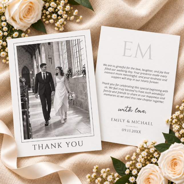 Simples Agradecimento de Casamento com Foto Modern (Criador carregado)