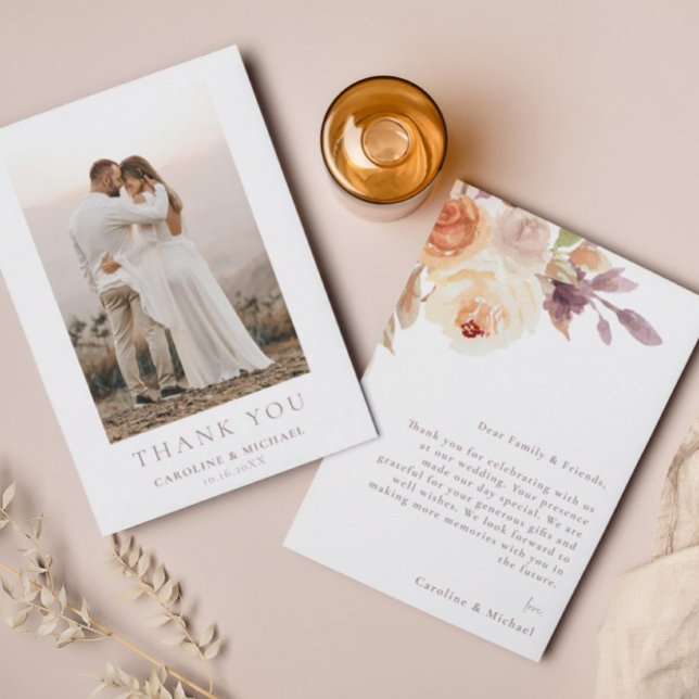 Simples Agradecimento de Casamento Floral Minimali (Criador carregado)