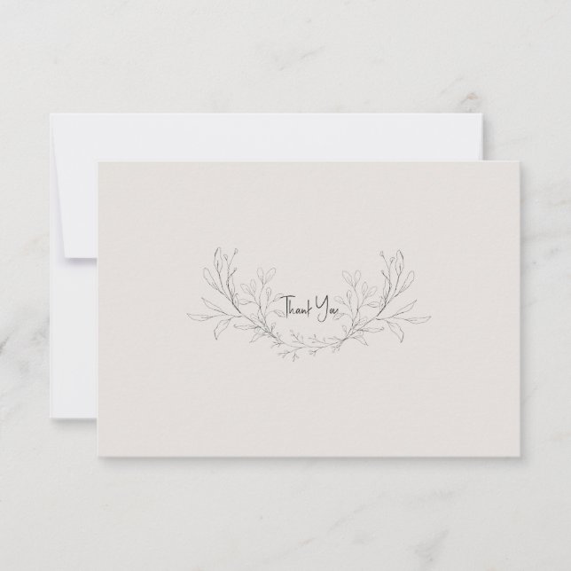 Simples Agradecimento de Casamento Moderno Bege em (Frente)