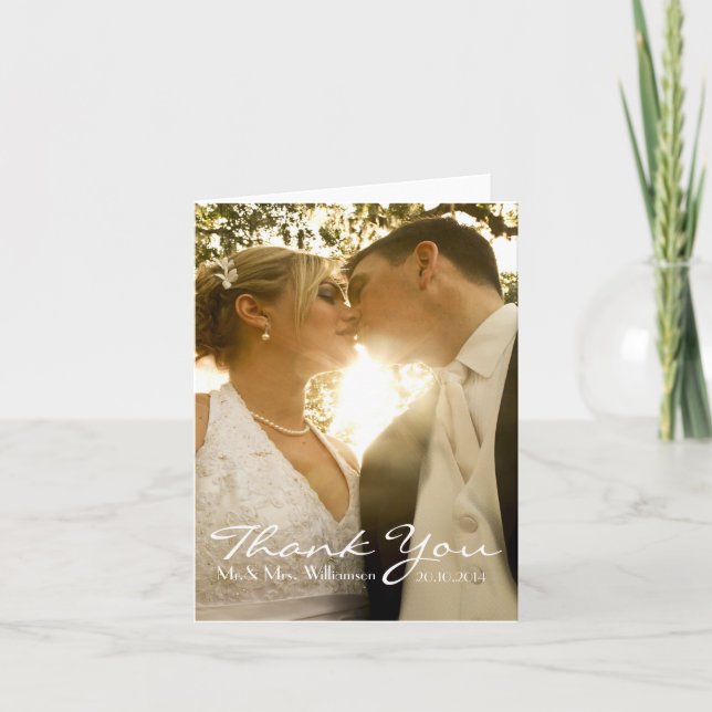 Simples Agradecimento de Foto de Casamento com Cal (Frente)