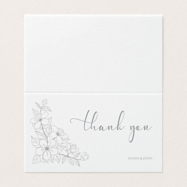 Simples Agradecimento Floral em Script para Casais (Exterior Desdobrado)