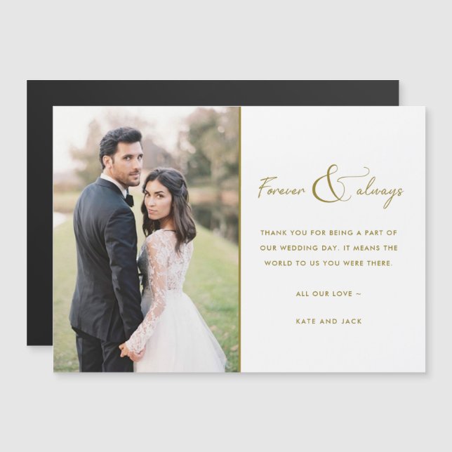 Simples Agradecimentos de Casamento com Foto em Ou (Frente/Verso)