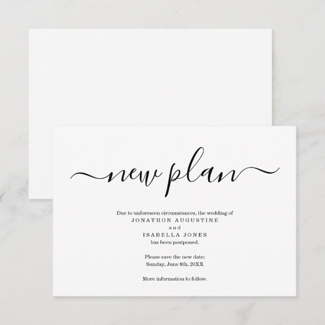 Simples Anúncio de Casamento Adiado (Frente/Verso)