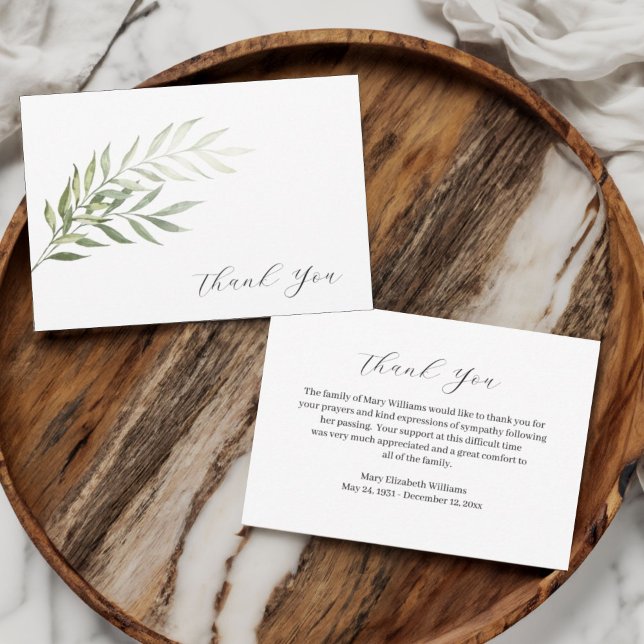 Simples Aquarela Verde Cartões de agradecimentos F (Criador carregado)