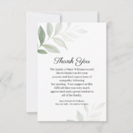 Simples Aquarela Verde Cartões de agradecimentos F