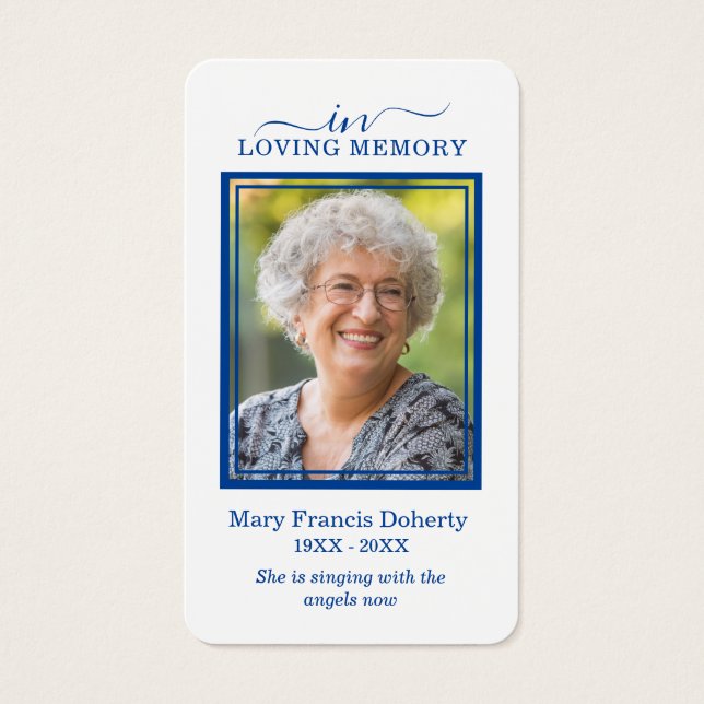 Simples Blue Photo Sympathy Funeral Prayer Card (Frente)