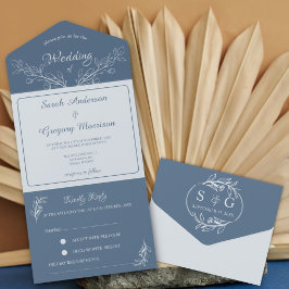 Simples Boho Floral Tudo em Um Convite de casament