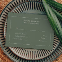 Simples Boho Sage Green Wedding Menu Choice RSVP