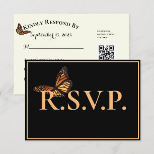 Simples Borboleta Preta Monarca QRC RSVP