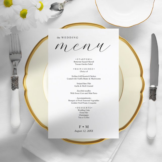Simples caligrafia elegante menu de casamento (Criador carregado)