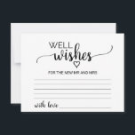 Simples Caligrafia Negra Bem Deseja Cartões<br><div class="desc">Estas simples cartas de boas-vindas à caligrafia negra são a atividade perfeita para uma recepção de casamento ou chá de panela rústica ou moderna. A design minimalista apresenta uma elegante letra de escrita de pincel e um adorável coração feminino. Personalize estas cartas com o nome da noiva e do noivo....</div>