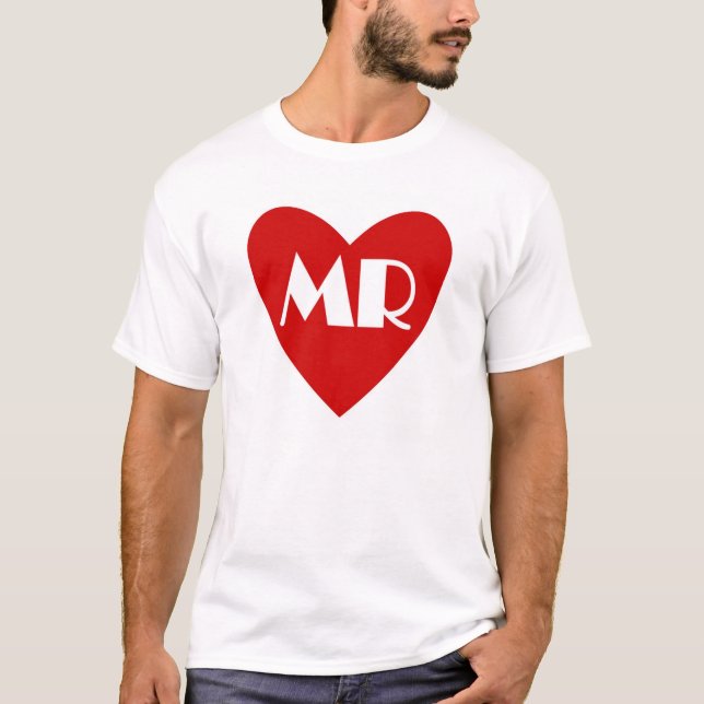 Simples camisa de casamento vermelha do coração br (Frente)