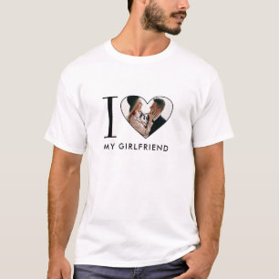 Simples Camiseta Moderna Eu Amo Minha Namorada Cor