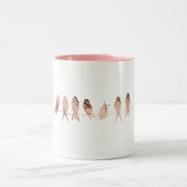 Simples Caneca Branca com Pássaros De Cobre Faux n (Centro)