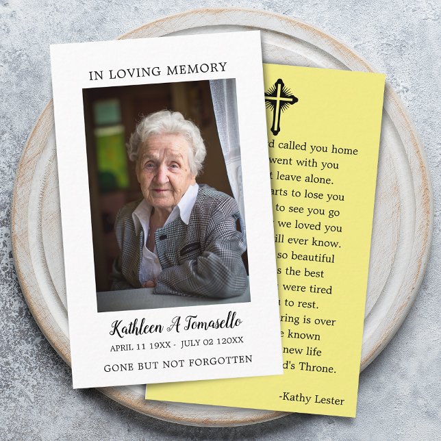 Simples Cartão com fotos de Oração para Memorial F (Simple Funeral Memorial Prayer Photo Card)