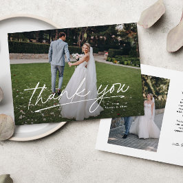 Simples cartão de agradecimento de casamento com d