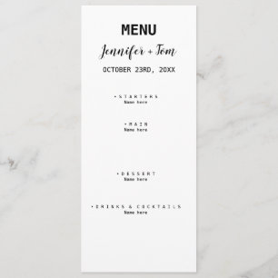 simples cartão de menu de casamento moderno