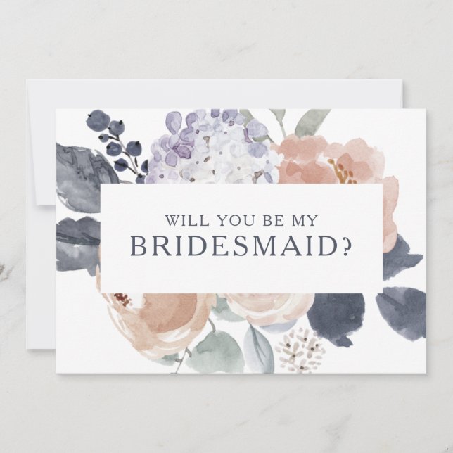 Simples Cartão de Proposta Floral de Bridesmaid Ru (Frente)