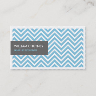 Simples Cartão de visita Chic Light Blue Chevron Z