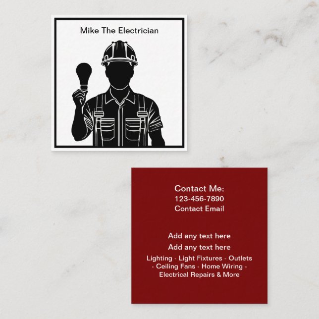Simples Cartão de visita de eletricistas modernos (Frente/Verso)