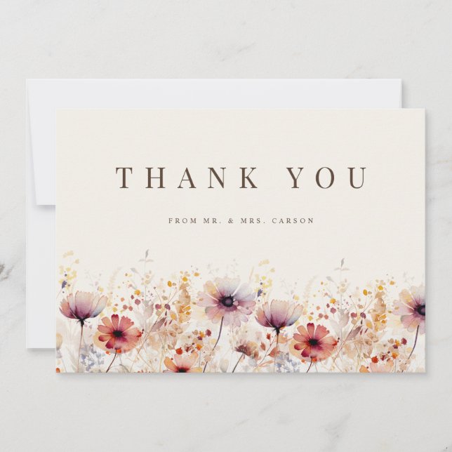Simples Cartões de agradecimentos de Boro de Flor  (Frente)