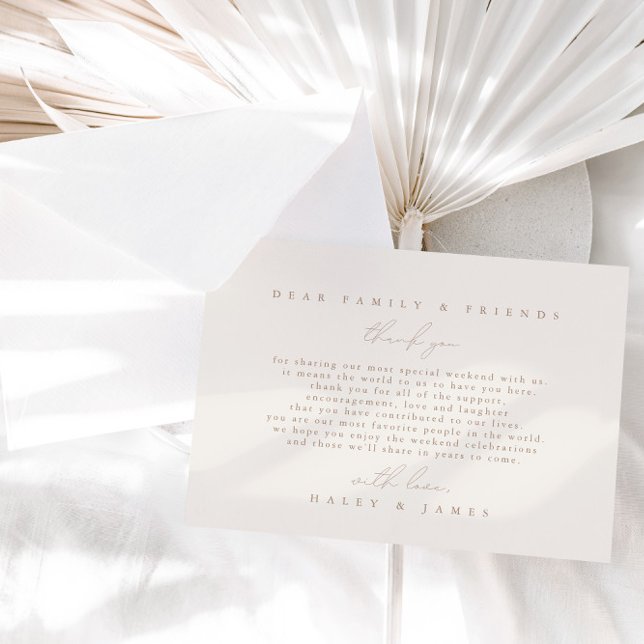 Simples Cartões de agradecimentos de Casamento de  (Simple Minimalist Ivory Wedding Thank You Card)