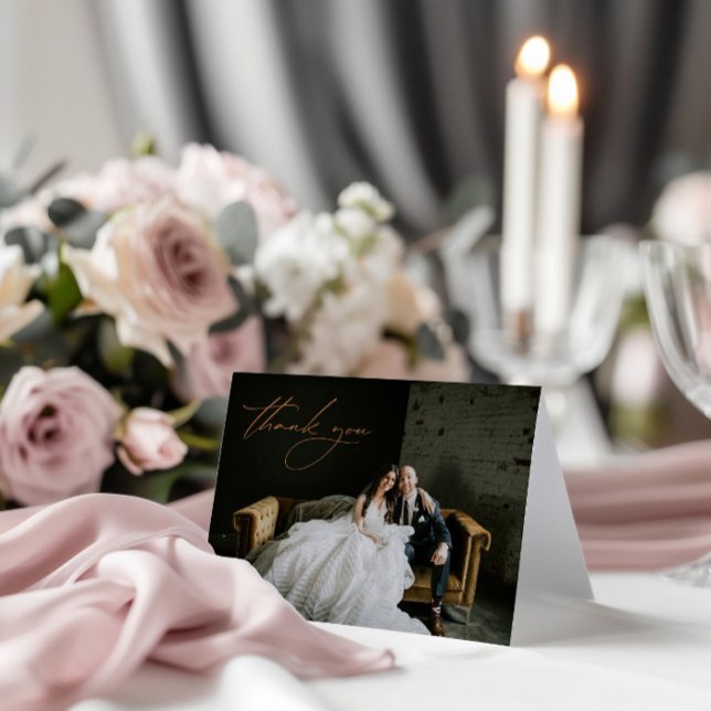 Simples Cartões de agradecimentos de Casamento de  (Elegant Simple Modern Photo Wedding Thank You Card)