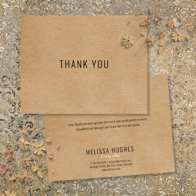 Simples Cartões de agradecimentos de Negócios Russ (Simple Modern Rustic Kraft Business Thank You Card)