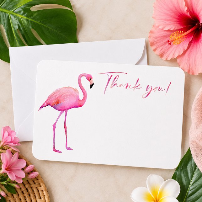 Simples Cartões de agradecimentos Flamingo de Aqua (Tropical thank you stationery)