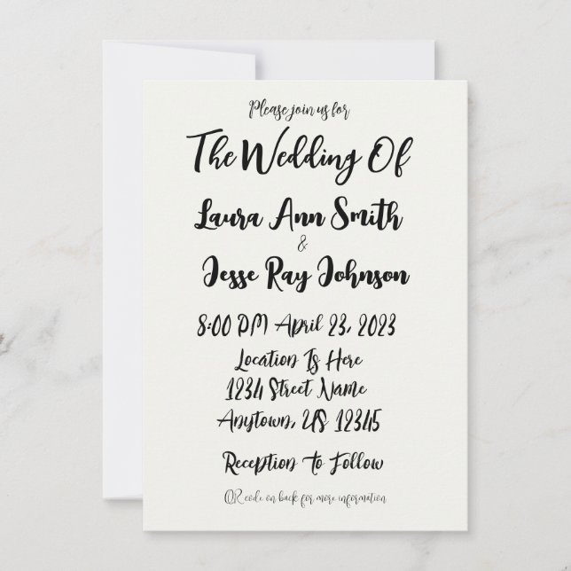 Simples Casamento Básico de Convite QR de Convite  (Frente)