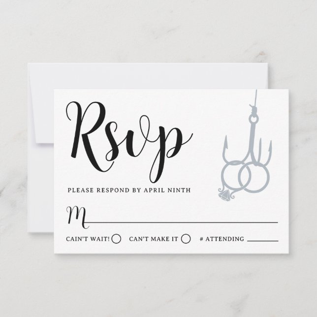 Simples Casamento de anzóis de pesca RSVP Cartão P (Frente)