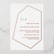 Simples Casamento Gem Geométrico Real Rosa Dourado