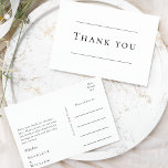 Simples Casamento Moderno Obrigado Cartão Postal<br><div class="desc">Este simples obrigado de casamento moderno que você faz do cartão postal é uma fusão eterno de encanto clássico e simplicidade contemporânea. Com foco no estilo minimalista, esse design apresenta linhas limpas, tons neutros e uma sofisticada paleta branca e preta, garantindo que cada detalhe exude uma simplicidade refinada. Quer você...</div>