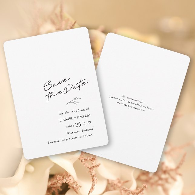 Simples Casamento Preto e Branco Salvar o Cartão d (Simple Black and White Wedding Save The Date Card)