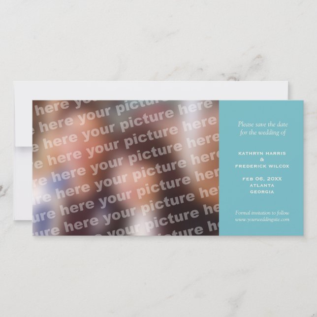 Simples casamento teal salve o anúncio da data (Frente)