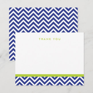 Simples Chevron Azul e Verde Obrigado Cartões de N