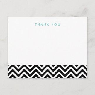 Simples Chevron Preto e Branco Obrigado Cartões