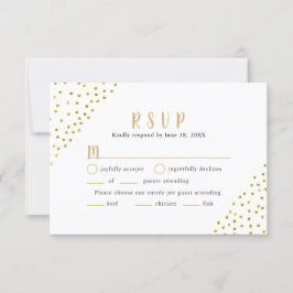 Simples Confetti Dourado Falso RSVP de Casamento +
