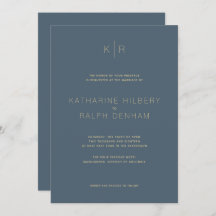 Simples Convite De Casamento Azul À Meia-Noite