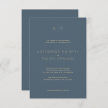 Simples Convite De Casamento Azul À Meia-Noite