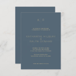 Simples Convite De Casamento Azul À Meia-Noite