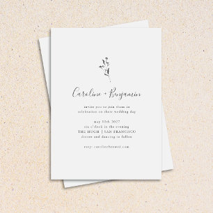 Simples Convite de Casamento Boho Preto e Branco B