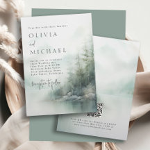 Simples Convite de Casamento com Lago Montanhoso R