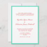 Simples convite de casamento de borda vermelha