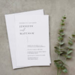 Simples convite de casamento minimalista e moderno<br><div class="desc">Convide convidados para o seu casamento com este simples convite de casamento personalizável tipográfico. Este convite de casamento é perfeito para qualquer estação. Para personalização mais avançada deste design, por exemplo, alteração do layout, da fonte ou do tamanho do texto, clique no botão "PERSONALIZAR" acima. Por favor, entre em contato...</div>