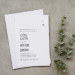 Simples convite de casamento minimalista e moderno<br><div class="desc">Convide convidados para o seu casamento com este simples convite de casamento personalizável tipográfico. Este convite de casamento é perfeito para qualquer estação. Para personalização mais avançada deste design, por exemplo, alteração do layout, da fonte ou do tamanho do texto, clique no botão "PERSONALIZAR" acima. Por favor, entre em contato...</div>