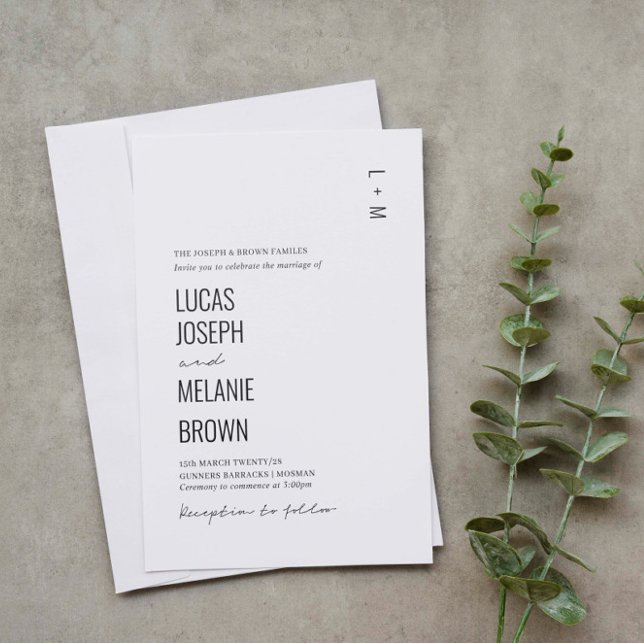 Simples convite de casamento minimalista e moderno (Criador carregado)