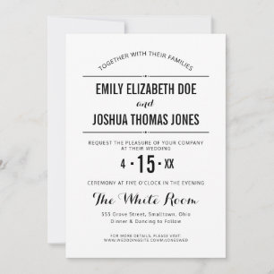 Simples convite de casamento simples, branco preto